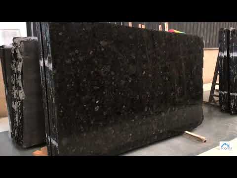 Black Cristal polished and resined slabs.
