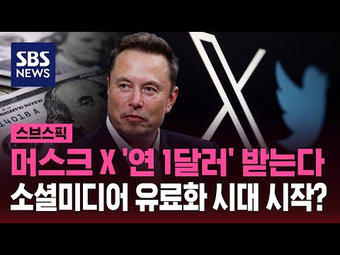 머스크 X '연 1달러'…소셜미디어 유료화 시대 시작되나 / SBS / 스브스픽