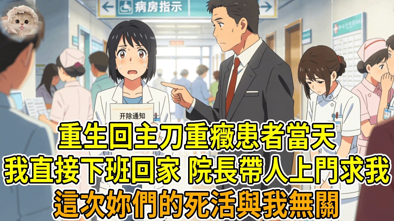 上一世，醫院來了重癥患者，我身為主治醫師卻被領導臨時支開。實習生操作失誤導致患者惡化，我卻被上級栽贓，被醫院開除。重生歸來，我直接下班回家，院長帶人上門求我！