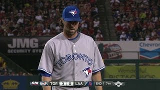TOR@LAA: Dickey fans five over seven scoreless frames