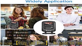 Eyoyo 1D 2D Desktop Barcode Scanner, Omnidirectional Hands-Free USB Wired Barcode Reader, Capture B