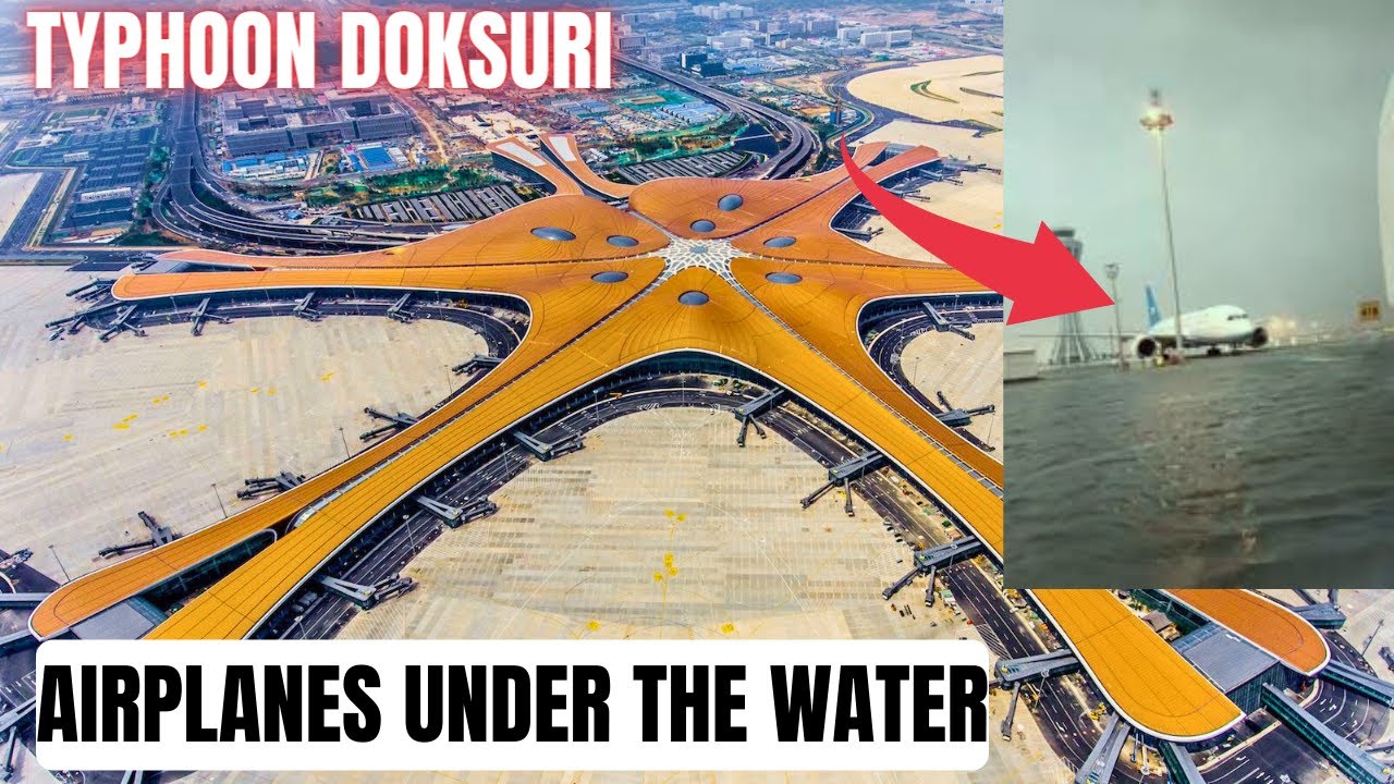 Flood Waters Engulf Airfield, After Typhoon Doksuri hits Beijing!