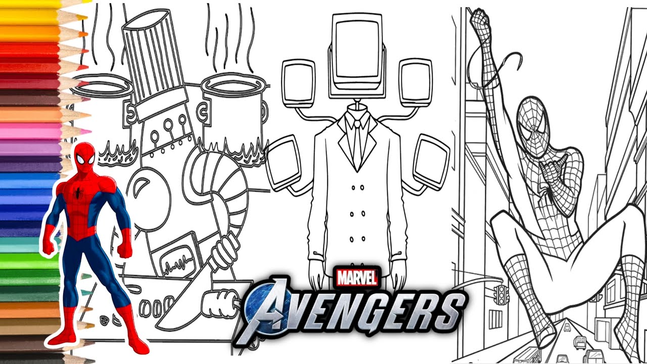 COLORING SPIDERMAN, TITAN TVMAN MIX ROBOT #coloring #spiderman #marvel ...