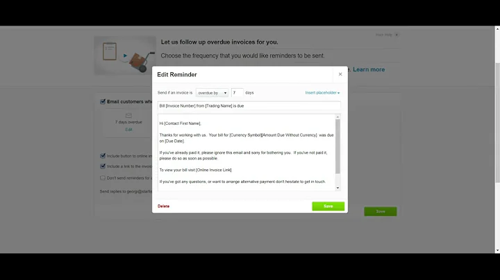 Set automated invoice reminders in Xero