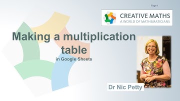 Spreadsheets with Dr Nic - a multiplication table