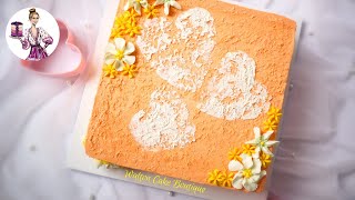 Stucco Textured Heart Stencil Buttercream Cake for Valentine's Day!