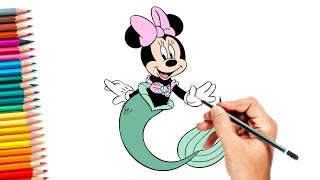Minnie Mouse Drawing With Mermaid Costume Minnie Mouse Drawing And Coloring