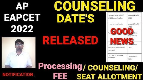 AP EAMCET 2022 counseling dates|#apeamcet2022 #apeamcet2022_counseling_dates