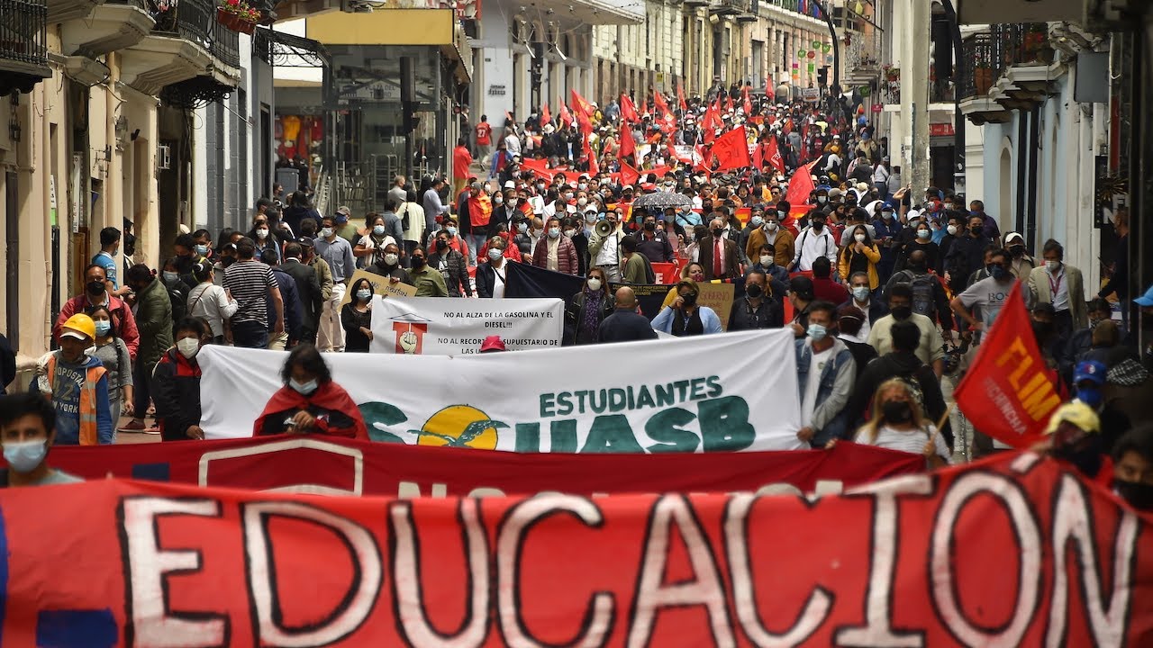 Students protest against education budget cuts in Ecuador