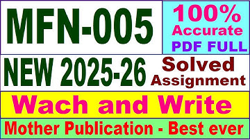 MFN 005 solved assignment 2025-26 in English || mfn 005 solved assignment 2026 || ignou mfn5