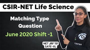 All Matching Type questions of NET LIFESCIENCE June 2020 Shift-1