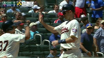 OAK@MIN: Kepler walks with bags loaded to score Mauer