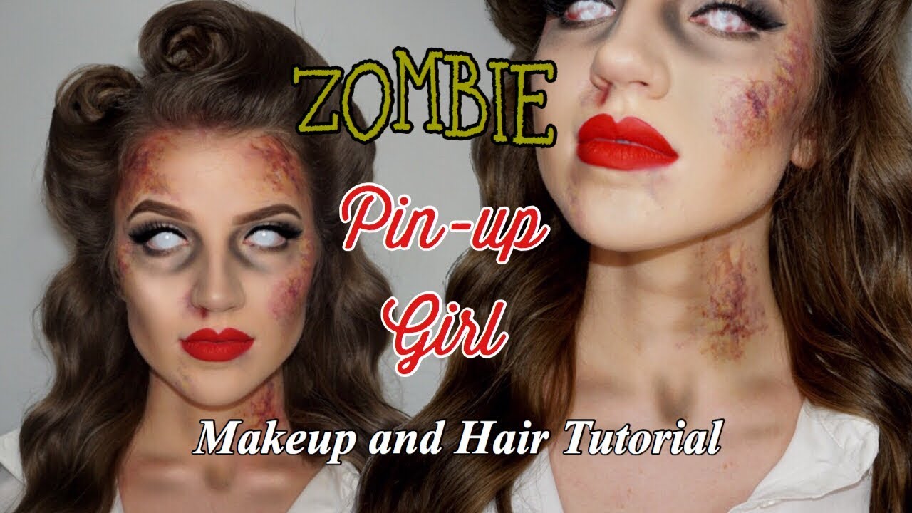 ZOMBIE PIN-UP GIRL HALLOWEEN MAKEUP AND HAIR TUTORIAL / GRWM (HOW TO DO ...