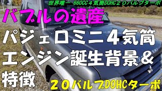 About the Pajero Mini's 5-valve (20-valve) twin-cam turbo engine About the Pajero Mini's 5-valve (20-valve) twin-cam turbo engine