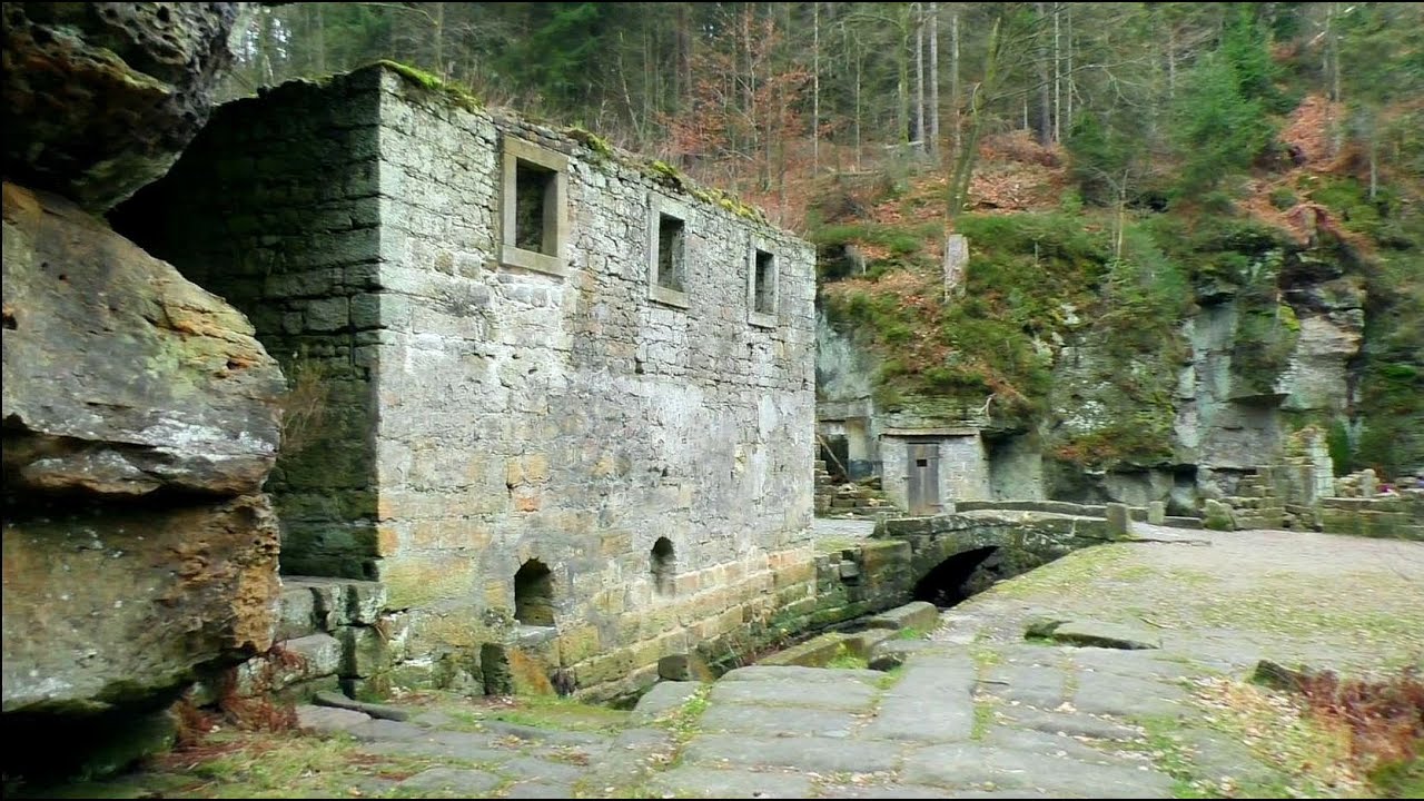 Die Grundmühle (Dolský Mlýn) / Felsensteig, Kamnitzklamm, verbotene Hohle Teufe / Böhmische Schweiz
