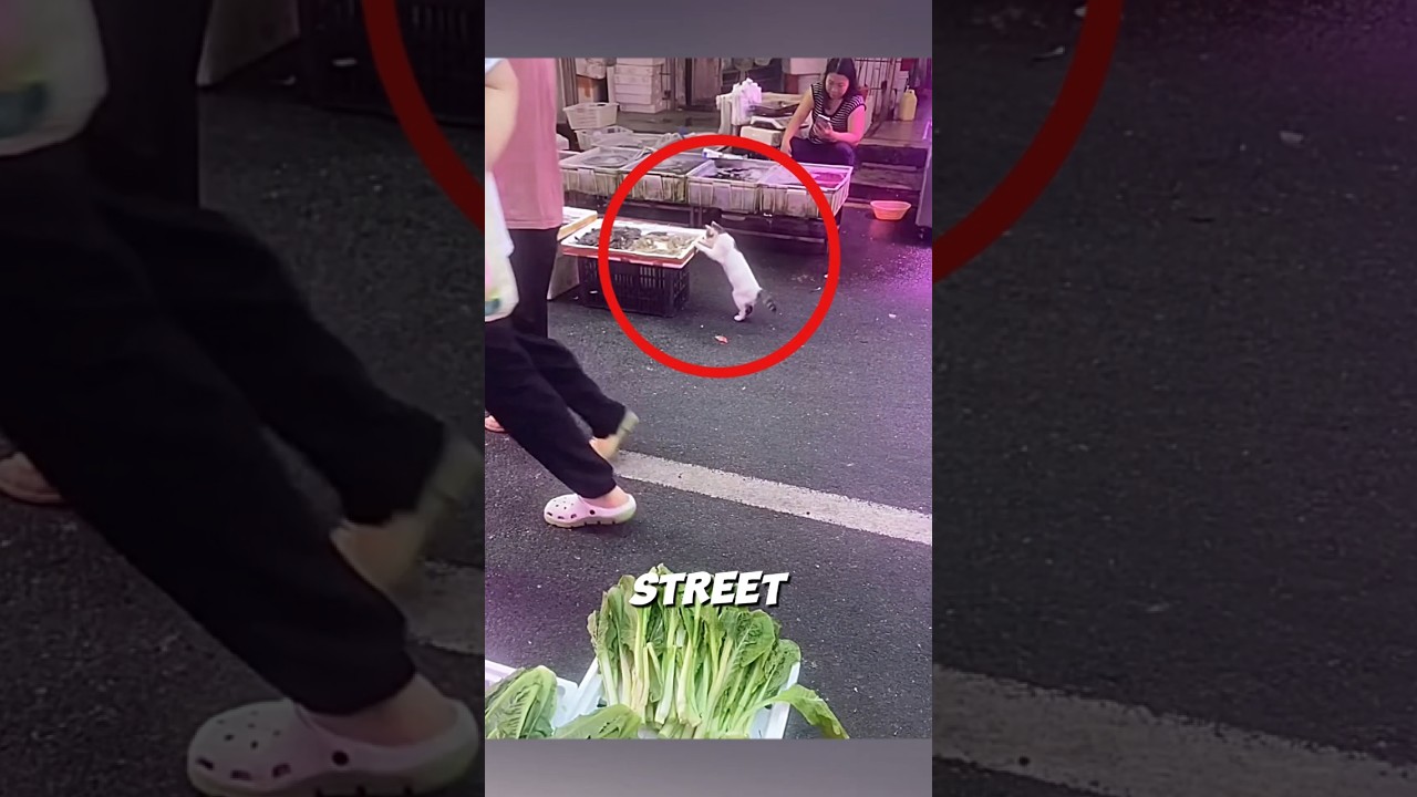 The cat bought fish from the fish shop 🐱🐟 