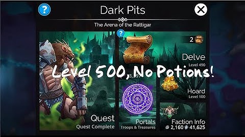 Gems of War - Dark Pits Level 500 Delve with High King Irongut (No Potions)