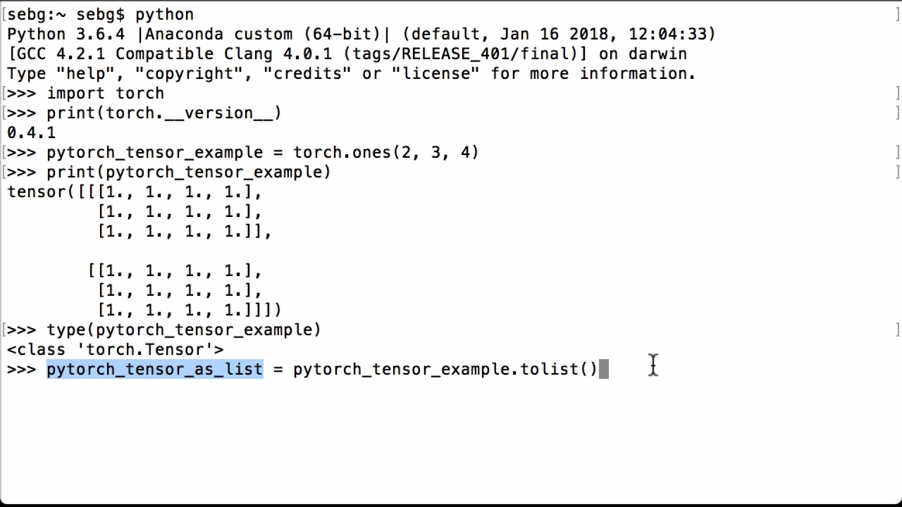 PyTorch Tensor To List: How To Convert A PyTorch Tensor To A List - PyTorch Tutorial - YouTube Pytorch Tensor To List: How To Convert A Pytorch Tensor To A List - Pytorch Tutorial - Youtube