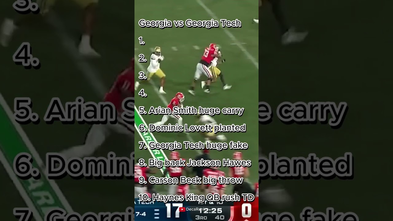 Top 10 HIGHLIGHT PLAYS | Georgia vs Georgia Tech pt2 🏉🏉 
