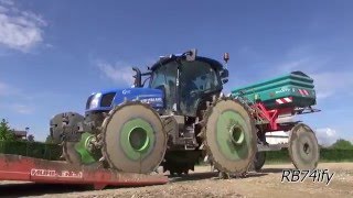 Rice Seeding in Paddy 2016 - NEW HOLLAND T6.155 Iron Wheels TRIMBLE TMX-2050 & SULKY X40 Econov