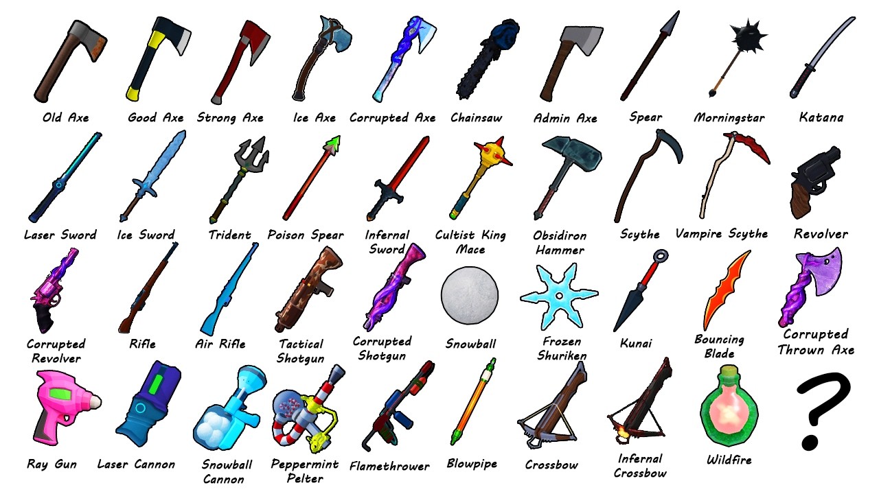 Все виды оружия за 15 минут — 99 ночей в лесу