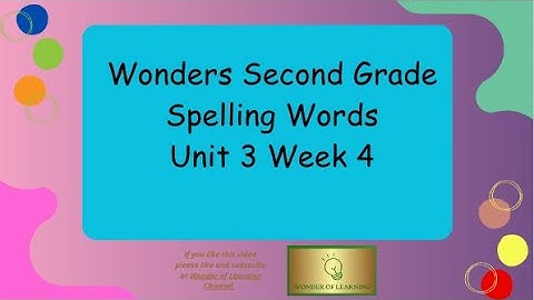 Wonders 2nd Grade Unit 3 Week 4 Spelling