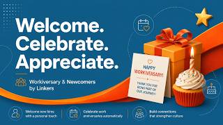 Employee Recognition product features. Workiversary & Newcomers.