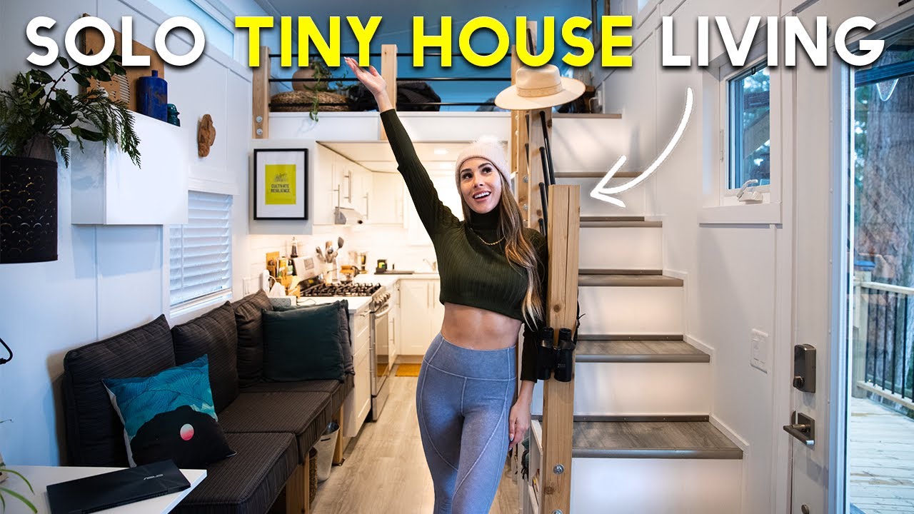 Living in a TINY HOUSE for 24 hours (Solo Off-Grid Tiny Home Experience)