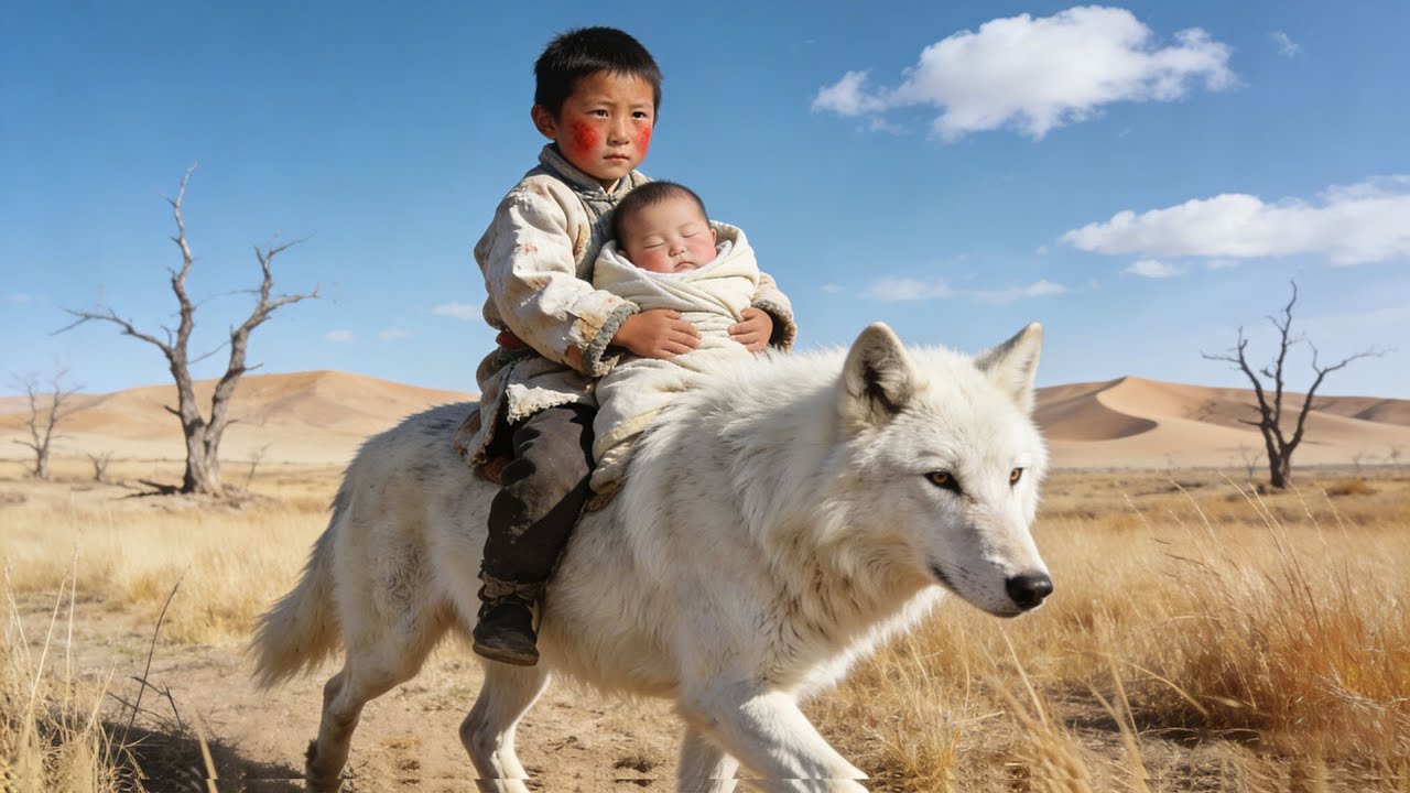 白狼進村叼走族長剛出生的女兒，危機關頭，六歲男孩提刀追去救下女嬰！