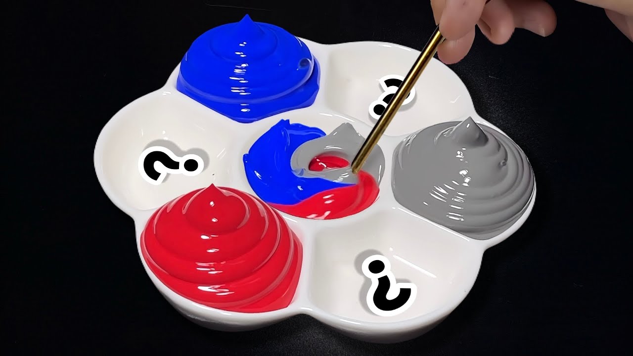 Making 4 Colors with Only 3 Primary Colors Red, Blue and Dark Gray | Color Mixing