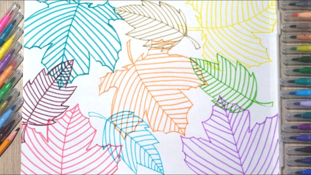 Рисуем осенние листья по трафарету. Интересная техника рисования для детей