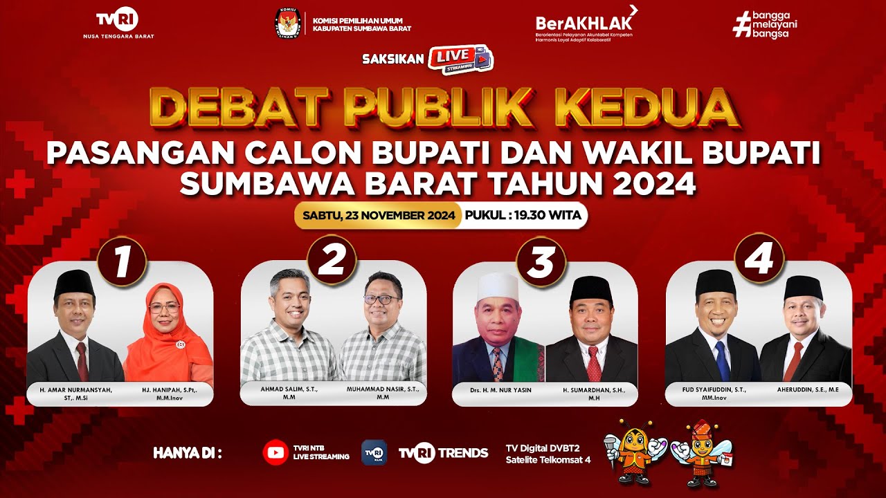 DEBAT PUBLIK KEDUA PASANGAN CALON BUPATI DAN WAKIL BUPATI SUMBAWA BARAT TAHUN 2024