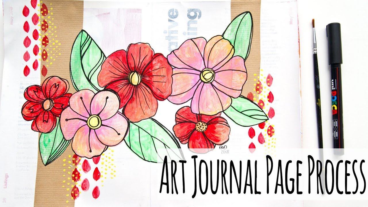 VIDEO: Easy Flower Drawing Art Journal Page - Kim Dellow