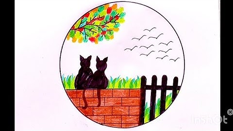 Easy circle scenery drawing/circle scenery drawing step by step circle drawing for beginner tutorial