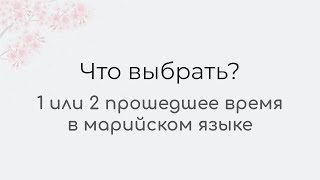 1-ое или 2-ое прошедшее время в марийском языке. Что выбрать?