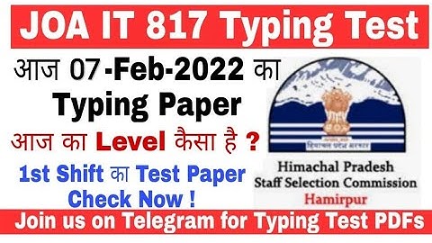 JOA IT 817 Typing Test paper Today shift 07-02-2022. | Join us on telegram link is in Description