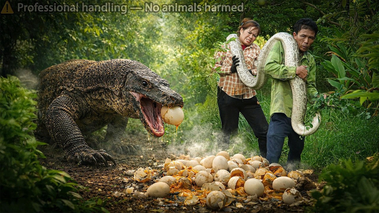 72 Hours on high alert: Giant python break into the farm - Komodo dragon moving in on the eggs