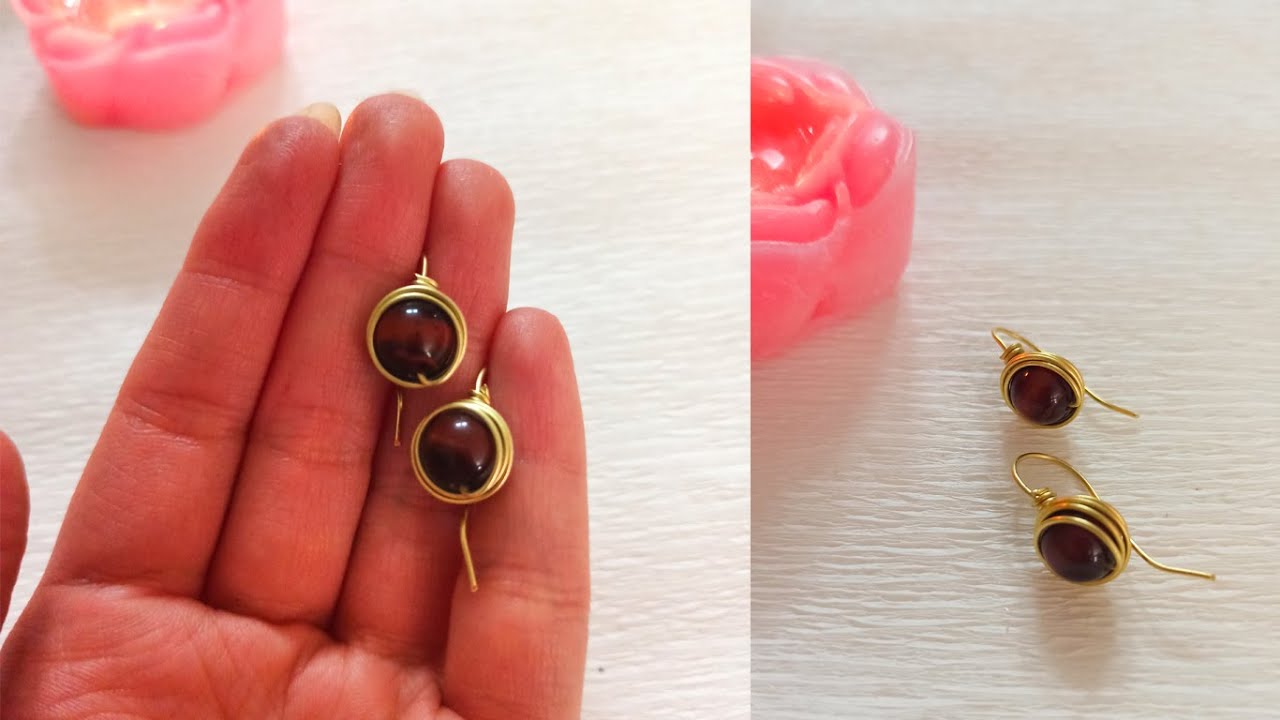 wire earring with beads | wire earring making tutorials | how to make ...