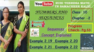 10th Maths_TN Samacheer Kalvi_Chapter 2 _Sequences Intro_Examples 2.19 - 2.22_Progress check- Pg.53