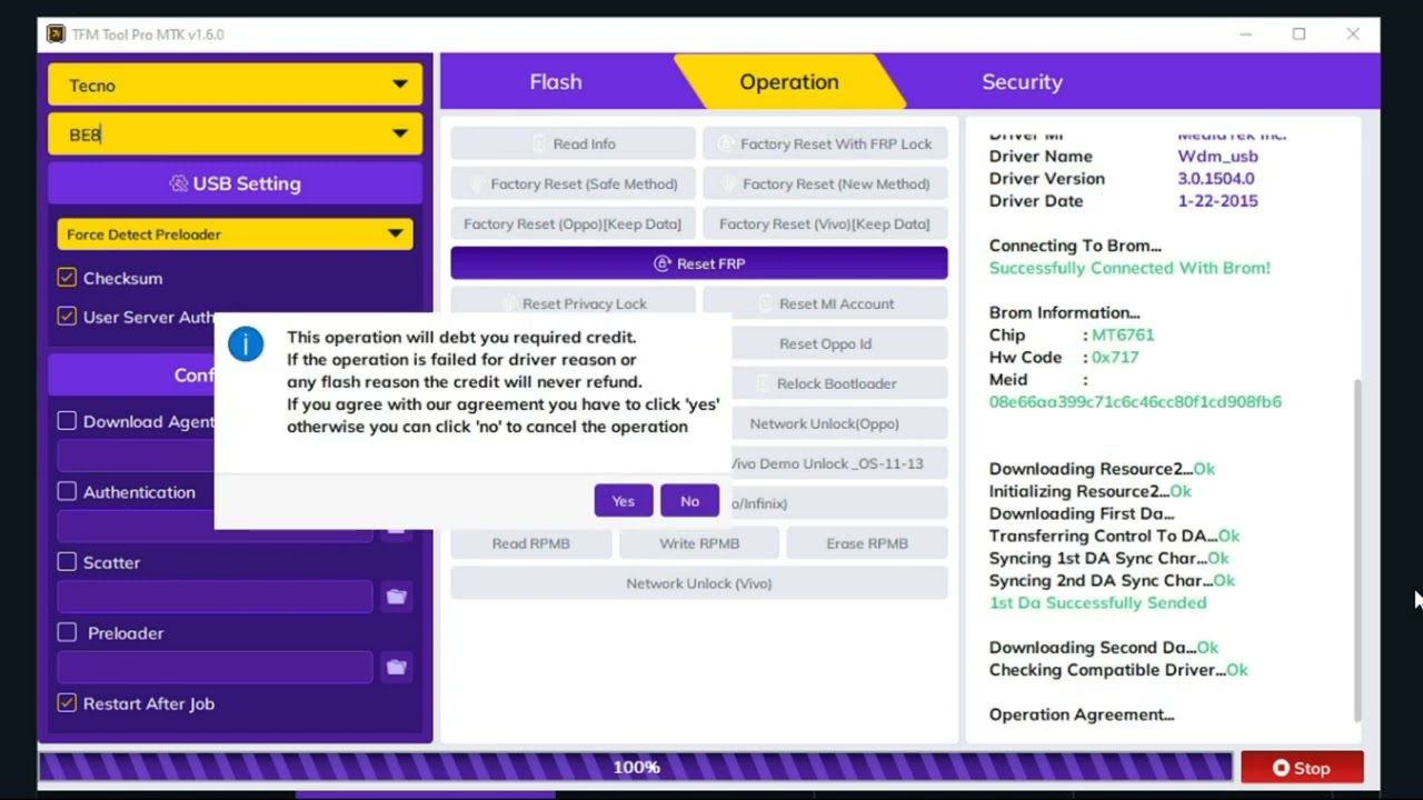 Tecno Pop 6 Pro/ Remove FRP/ TFM PRO/