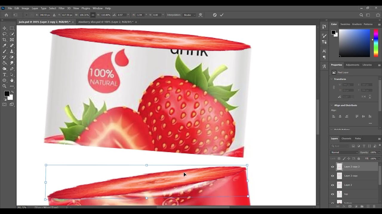 HOW MAKE JUICE BOTTLE SLICE IN PHOTOSHOP | PHOTOSHOP TUTORIAL FOR BEGINNERS 