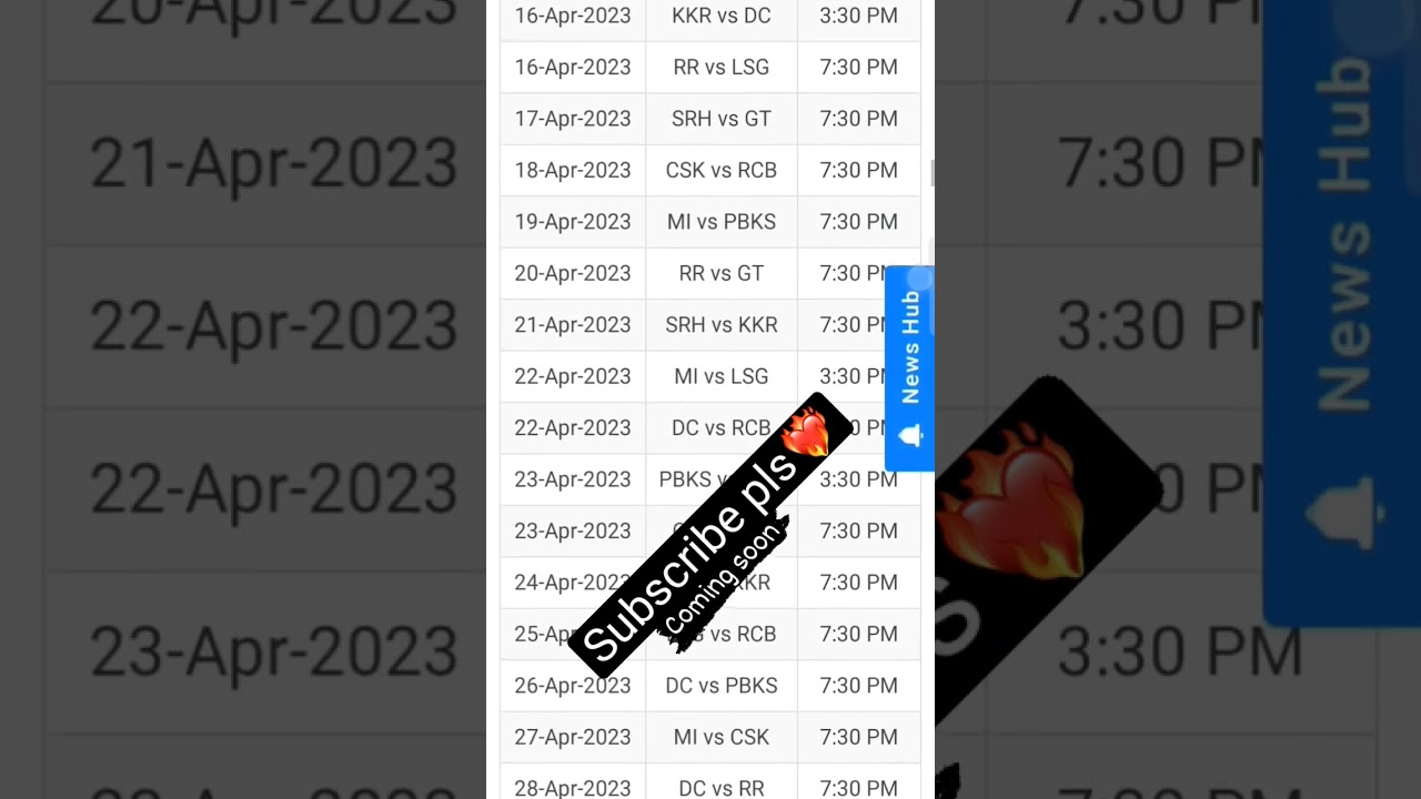 IPL 2023 All matches Schedule|2023 ipl time table|