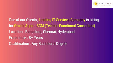 Oracle Apps SCM | Oracle SCM Consultant | Oracle Supply Chain Management Jobs | Oracle Jobs | Oracle