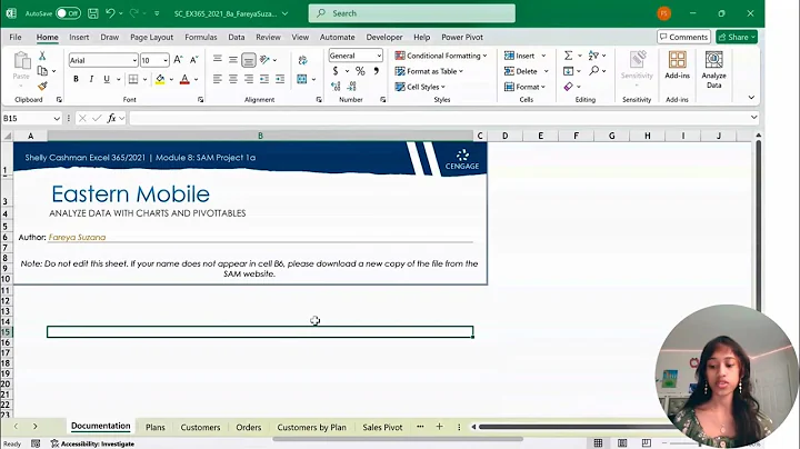 SAM Project 1a Excel Module 08 Working with Trendlines, Pivot Table | Fareya Suzana