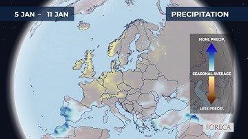 Monthly precipitation forecast for Europe 20/12/2025