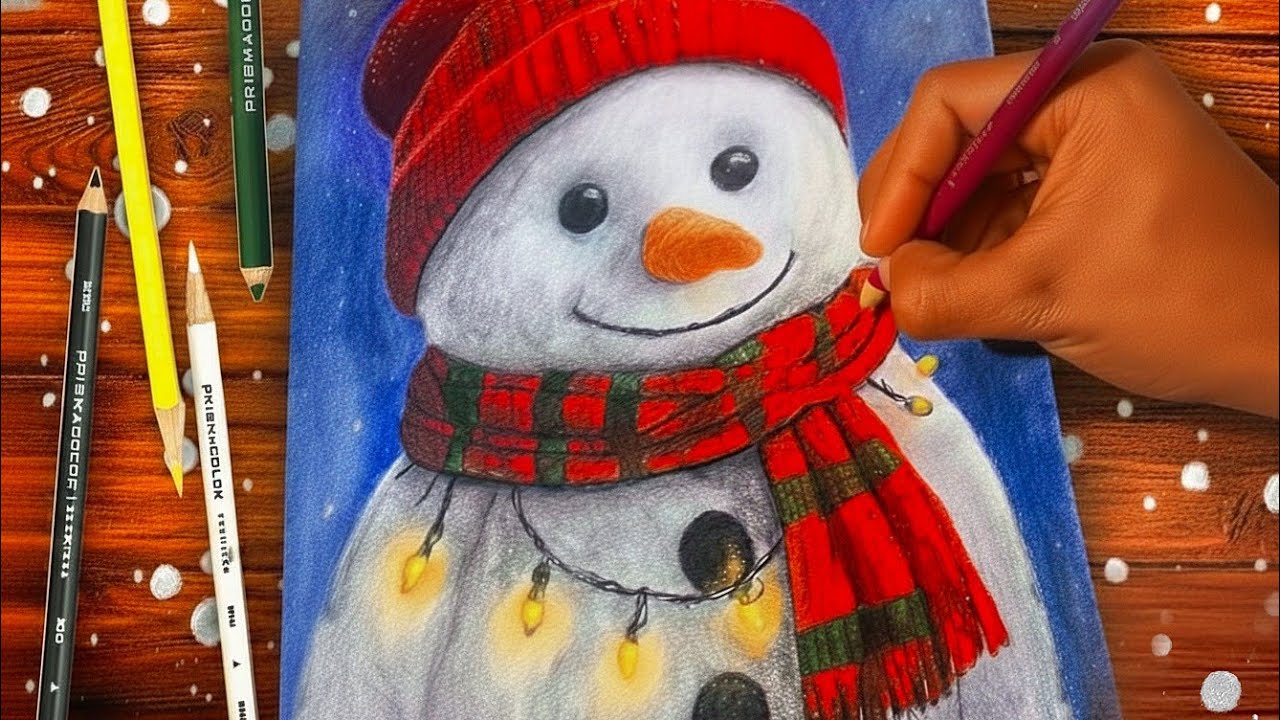 Dibujo de un mono de nieve • Dibujo a velocidad 