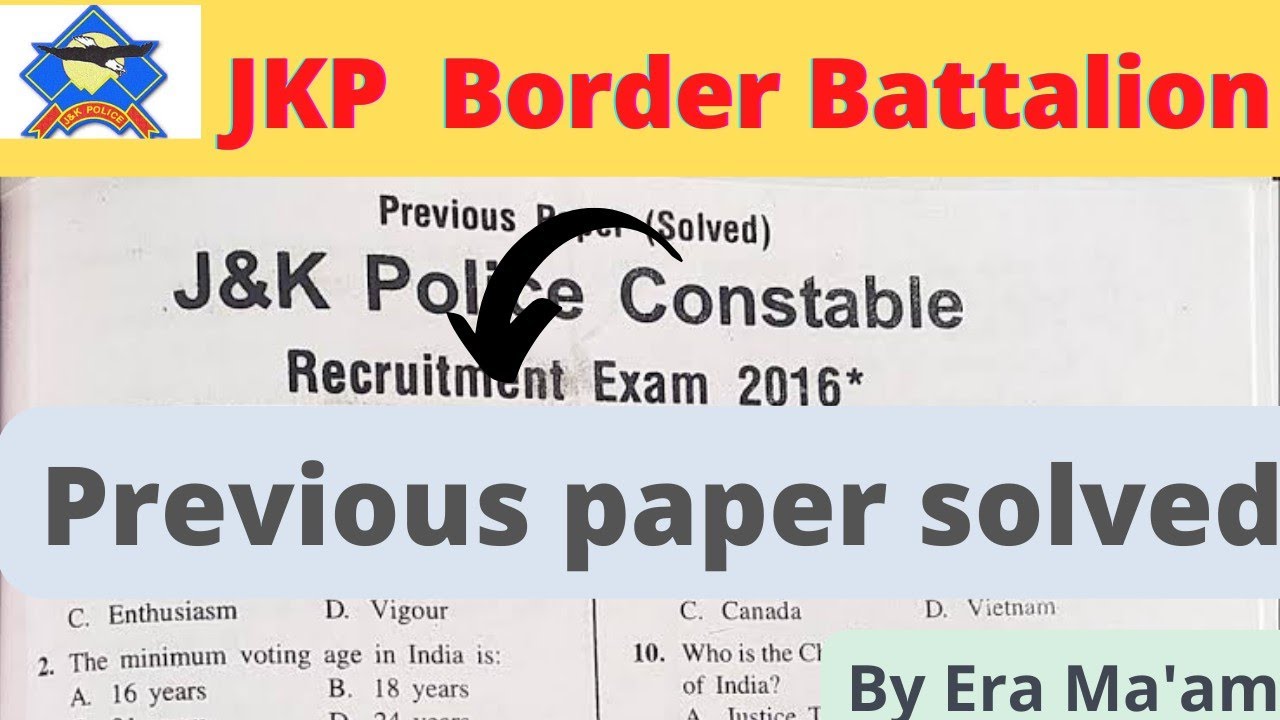JKP Border Battalion Full paper Solved for Written Exam