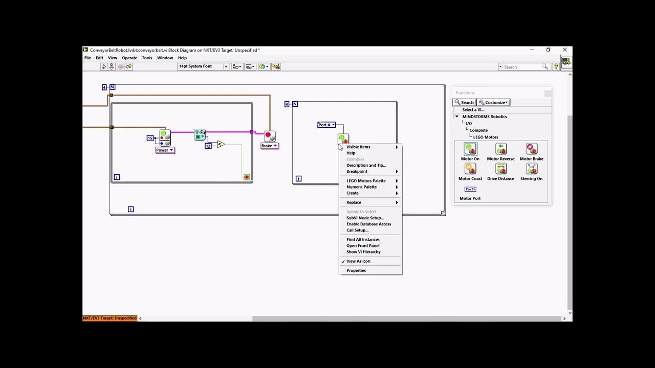 LabView for LEGO Mindstorms - Conveyor Belt - YouTube