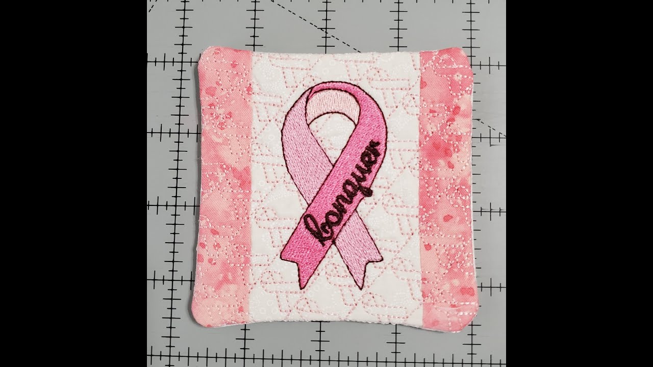 Coaster ITH (in the hoop) - small - Cancer Awareness 4x4 hoop - YouTube