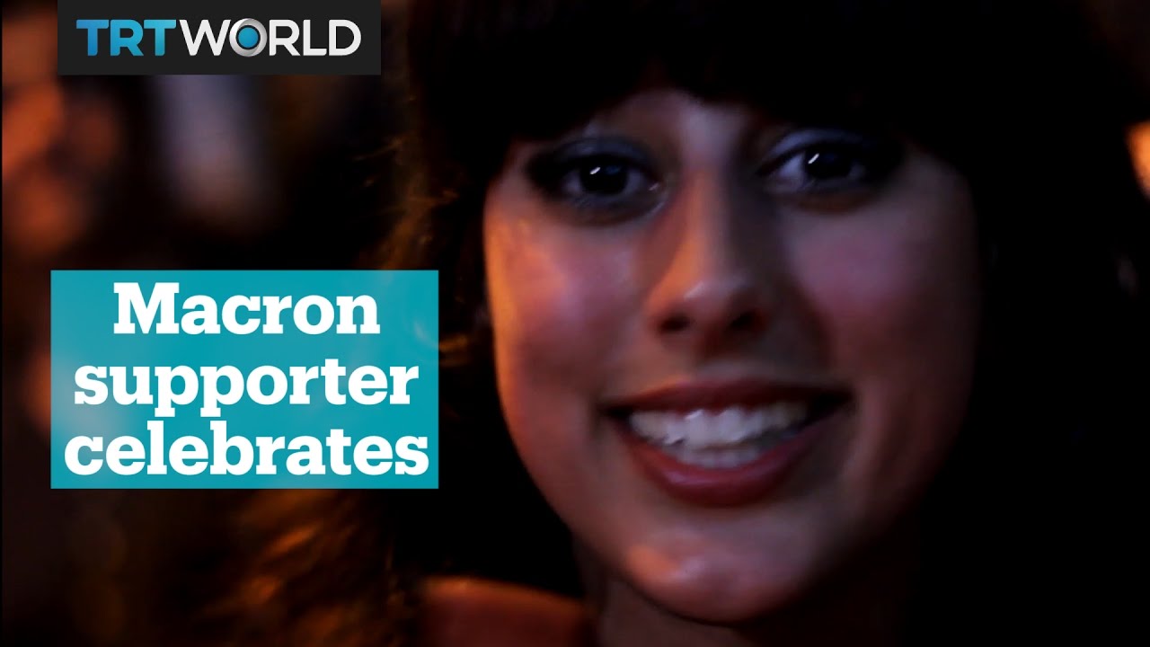 Celebrating Emmanuel Macron's victory